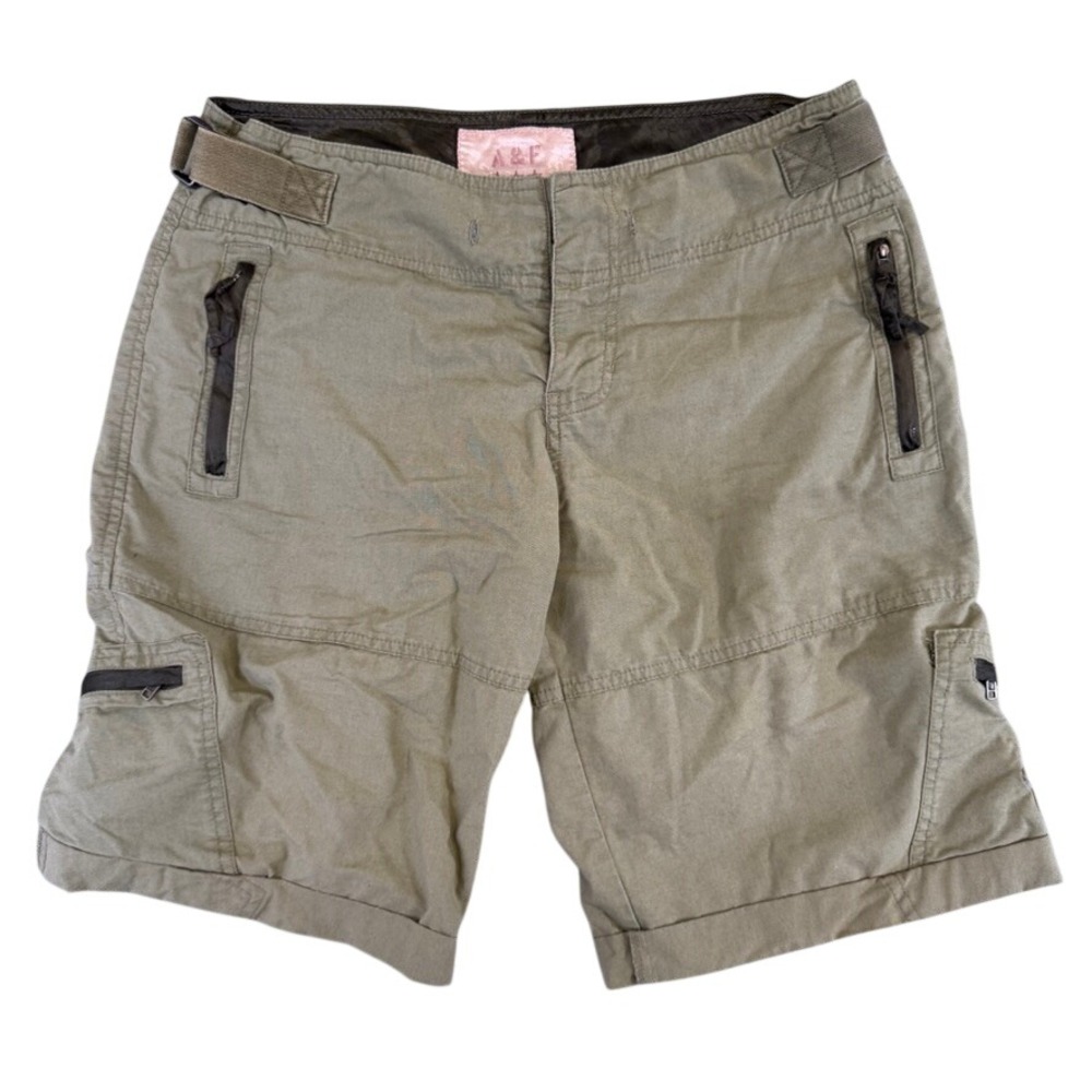 Abercrombie & Fitch Womens Cargo Shorts Olive Green Low Rise Utility Y2K 31